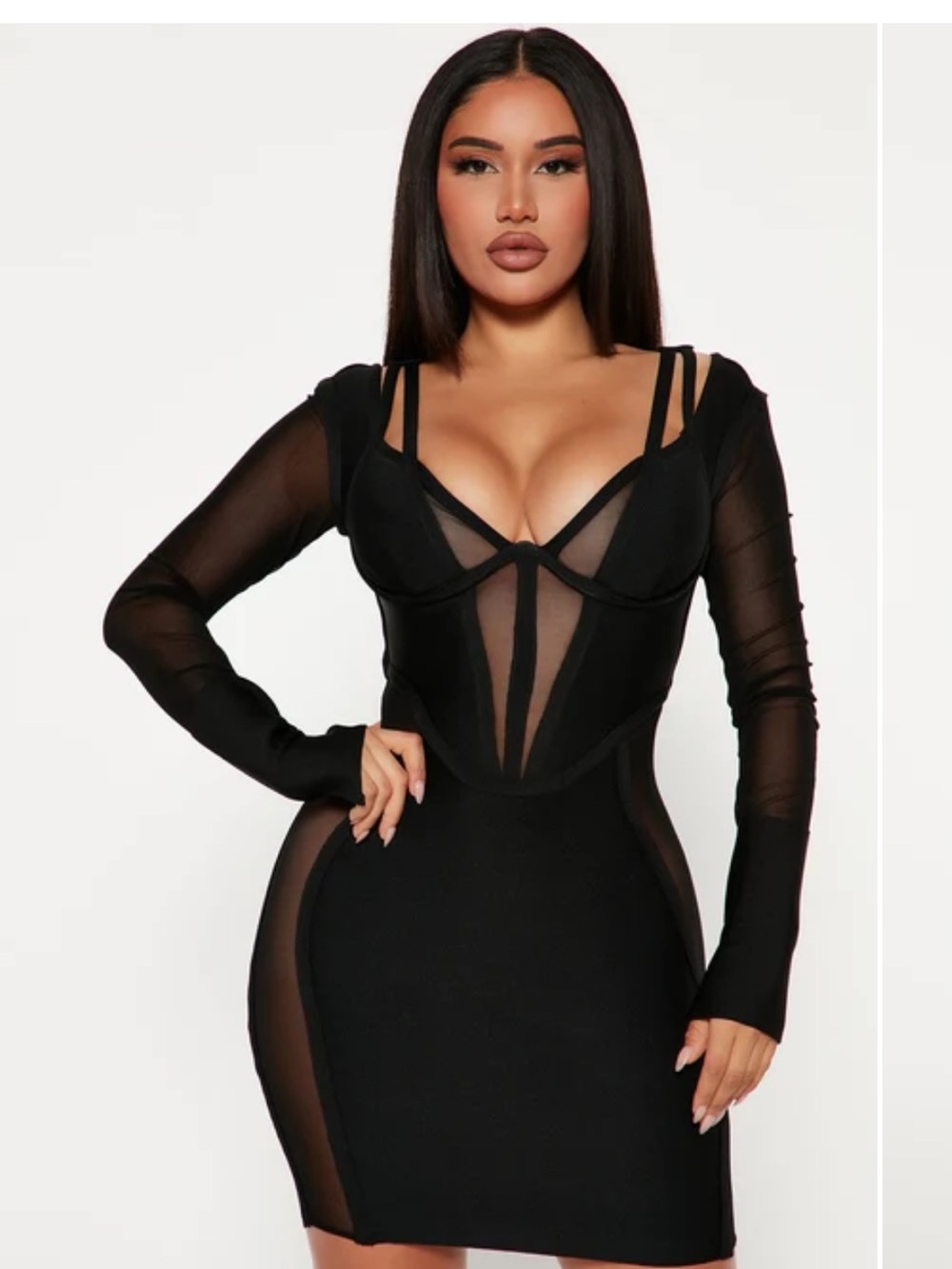 Fashion Nova Black Tequila Nights Mesh Bandage Mini Dress 
(#107)